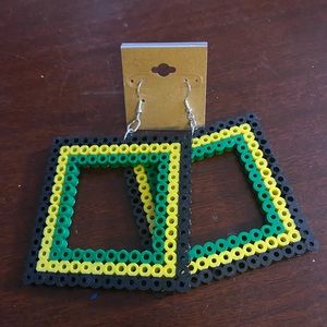 Jamaican colored square earrings
